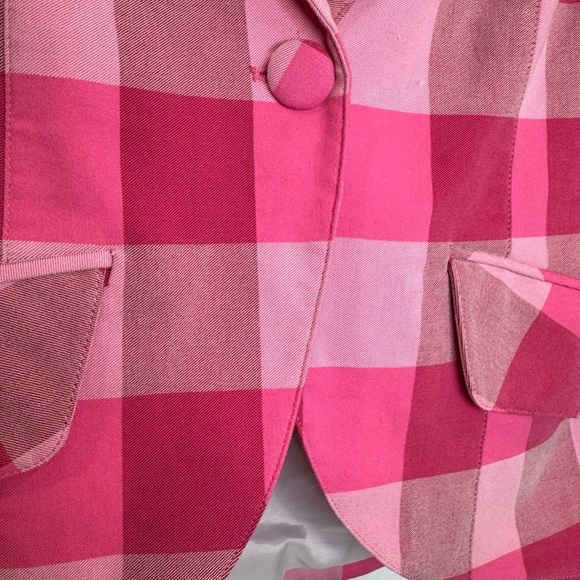 Autres Filles Pink Plaid puff shoulder Women's Blazer size small - Picture 4 of 9